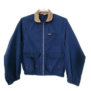 Vintage Hang Ten Work Barn Jacket Corduroy Collar Blue Chore (S)